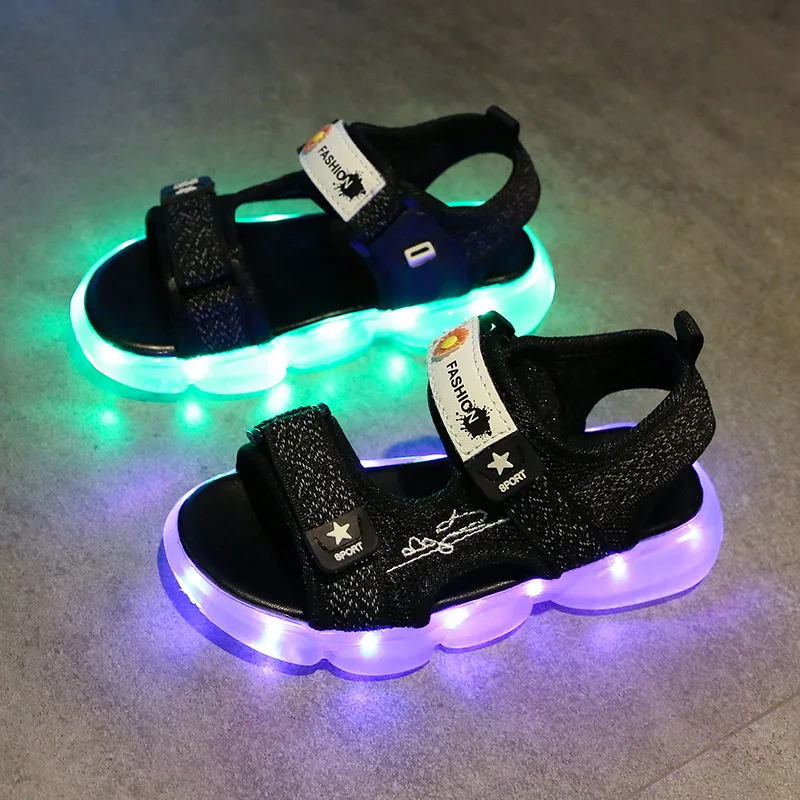 Newest Summer Kids Shoes for Girl Sandals USB Charger Colorful Glowing Sneakers Children Led Casual Shoes Boys Led Slippers