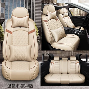 

KKYSYELVA Front Rear PU Leather Auto Universal Car Seat Covers Automobile seat cover Car Seat Cushion Set Interior Accessories