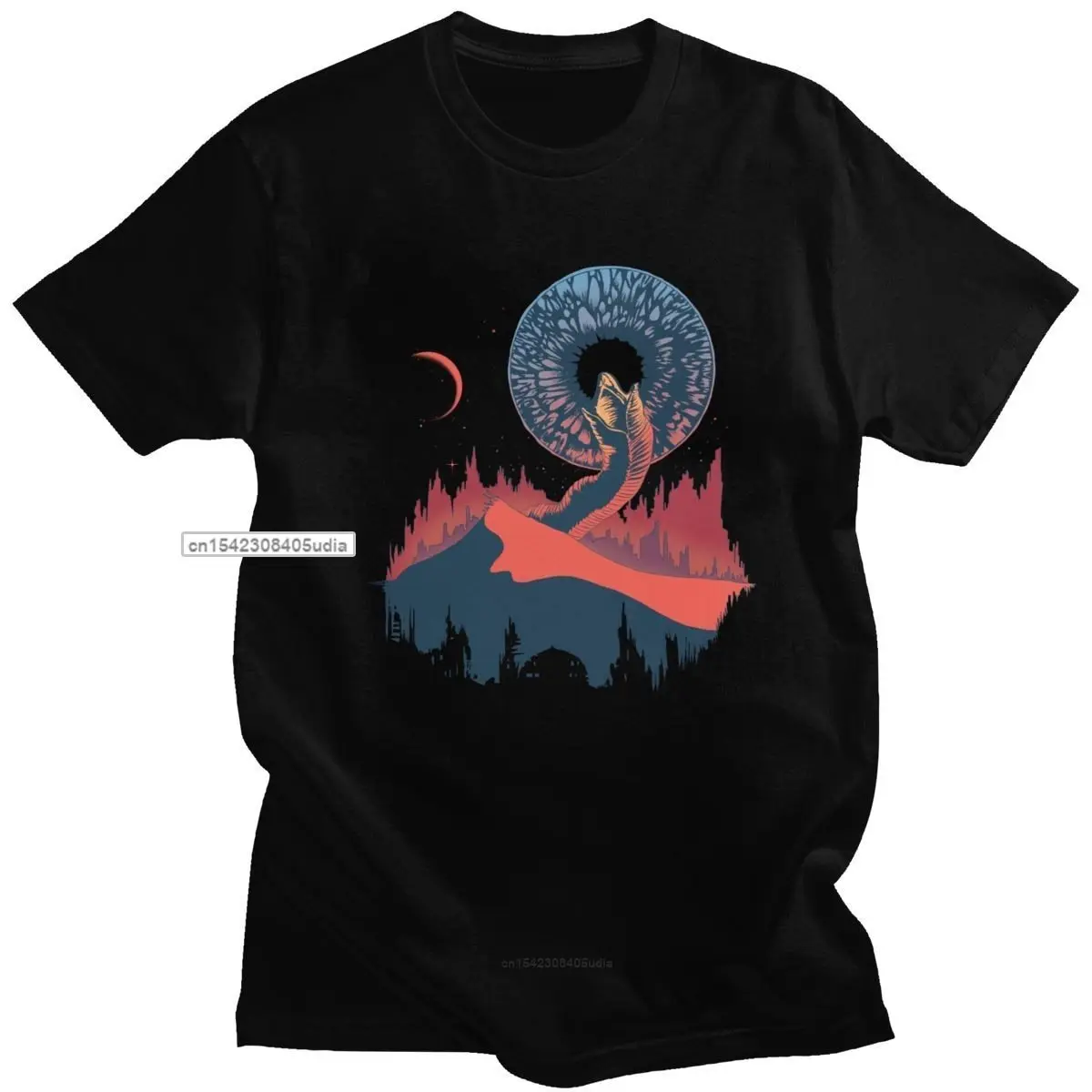 

Frank Arrakis Arrakis Tshirts Men Cotton Awesome T Shirt Short Sleeve Sci Fi Film Fan Sandworm Fiction Tee Clothing