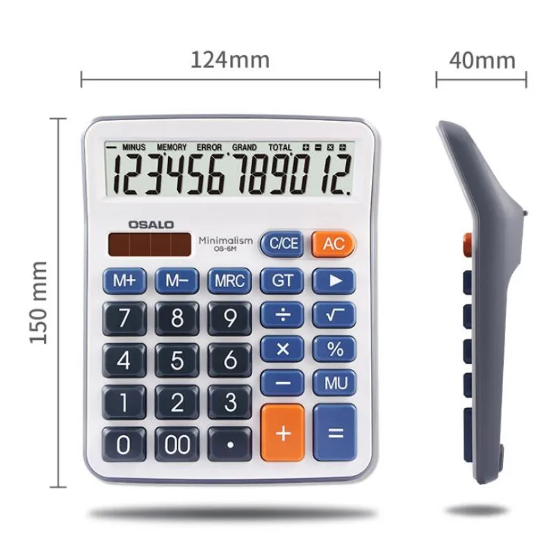 New OS 6M Medium sized desktop OSALO 12 bit solar dual power calculator for office home 2