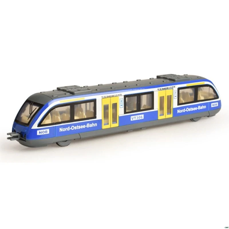1: 64 Магнитная вытяжка назад сплав соединенный метро трек поезд сплав модель игрушки звук и светильник коллекция автомобилей - Цвет: blue