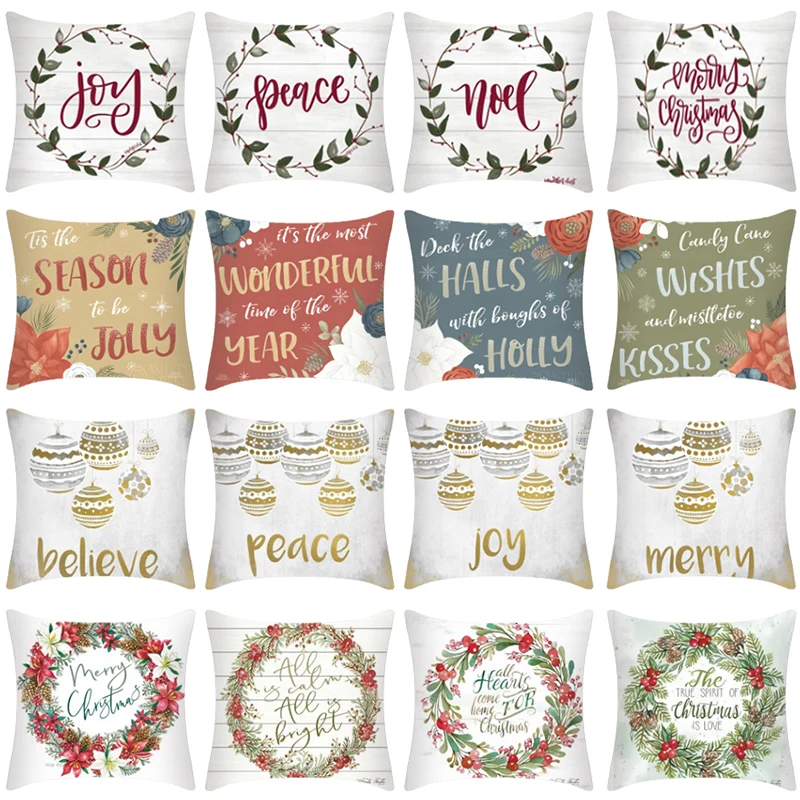 

CANIRICA Christmas Pillow Case Christmas Decorations For Home Pillow Cover Living Room Santa Claus Snowman Decorative Pillows