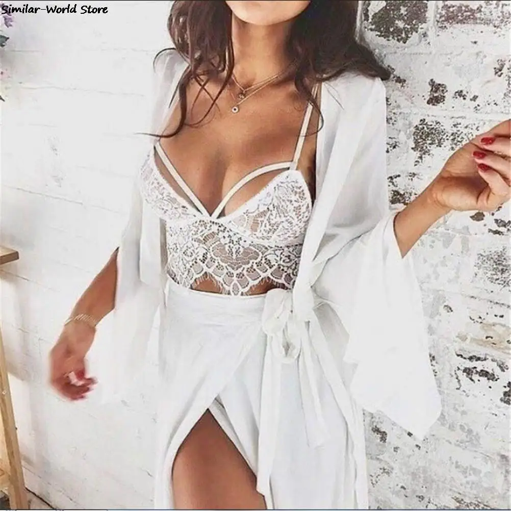 Transparent CupBlack White Lingerie Trim Straps Bra Soft Push Up Top Deep Women Lace Bralette Sets V Cross Back Bras - Image 4