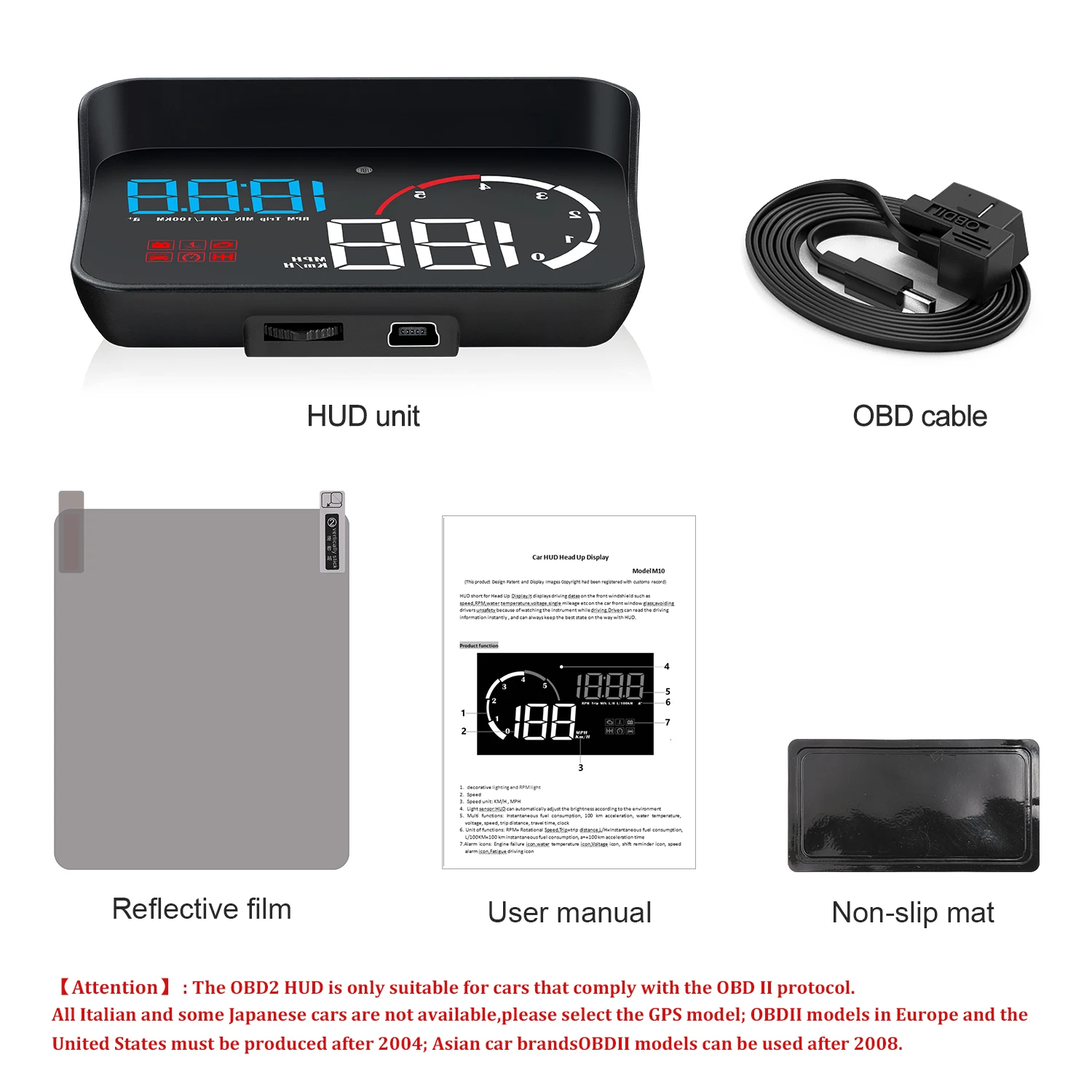 Лидер продаж Hud автомобиль Obd2 компьютер Head Up дисплей цифровой спидометр лобовое стекло проектор ObdII об/мин Усталость вождения км/ч Mph