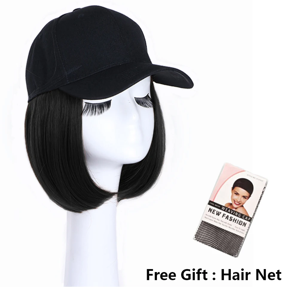 LUPU Short Synthetic Bob Straight Hair Wigs For Women Black Brown Blonde Hair Naturally Connect Baseball Cap Adjustable