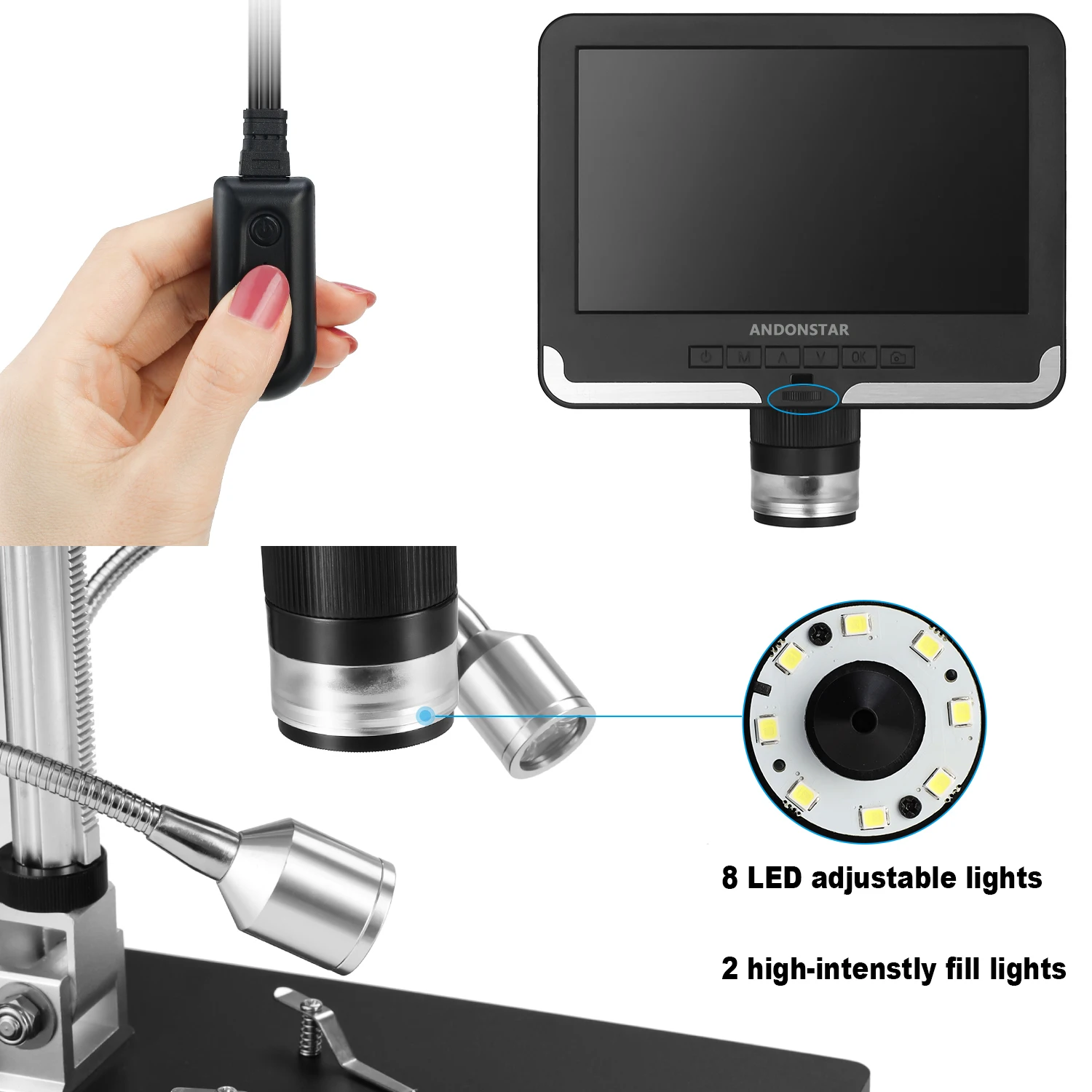 Andonstar 7 дюймов ЖК-дисплей AD206 цифровой микроскоп для ремонта мобильного телефона паяльник BGA SMT