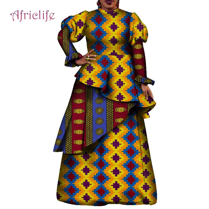 

Long Sleeve African Women Dresses Spring Autumn Clothes Fashion Patchwork Traditional Female Clothing Plus Size WY8115