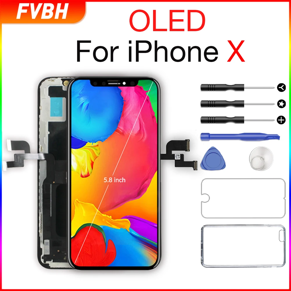 

Pantalla Display For iPhone X OLED LCD with 3D Touch Digitizer Assembly No Dead Pixel Screen Replacement Display For iPhoX+Gifts
