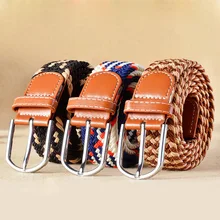 New Fashionable Wide Belt For Men Women Elastic Knitted Braid Jeans Dress Belt With Leather Metal Buckle Casual Belt For Unisex