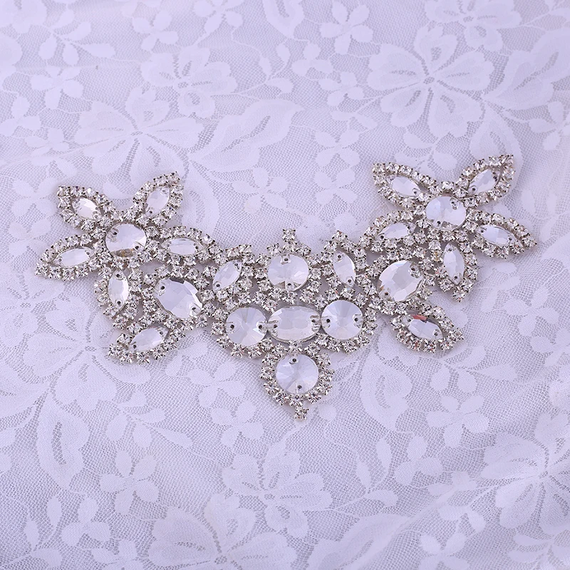 Sew On Glass Rhinestone Applique Accessory Crystals Stones Patches Clothes Wedding Evening Dress decoration art craft wing appliques