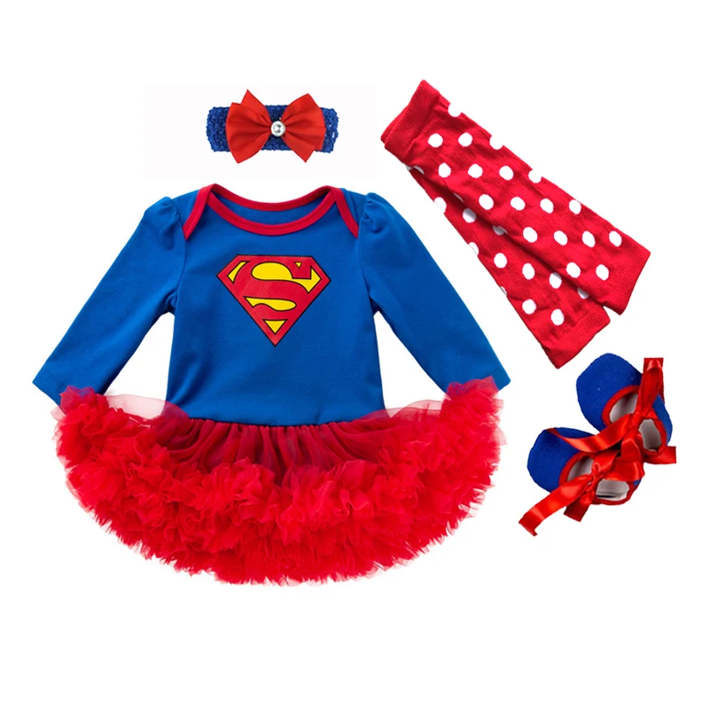 Рождественская Одежда для новорожденных; комплект одежды для маленьких девочек; синее платье Супермена и Эльзы; костюмы; забавные вечерние костюмы-пачки; подарки на Рождество - Цвет: as photo