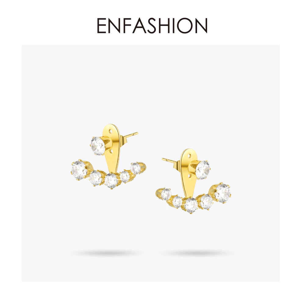 Enfashion серьги с кристаллами золотой цвет Цирконий камень серьги гвоздики нержавеющая сталь серьги для женщин ювелирные изделия E5208
