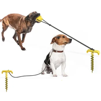 

Pet Outdoor Tie Dog Ground Pile Ground Nail Tie Dog Leash TPR Ball Dog Toy Puppy Tooth Cleaning Chew Play IQ Treat Supplies hot