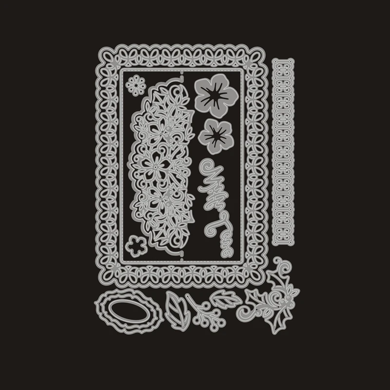 

New 3D Metal Cutting Dies and Scrapbooking For Paper Making Rectangle Flowers Decor Embossing No Stamps Frame Card Craft 2020