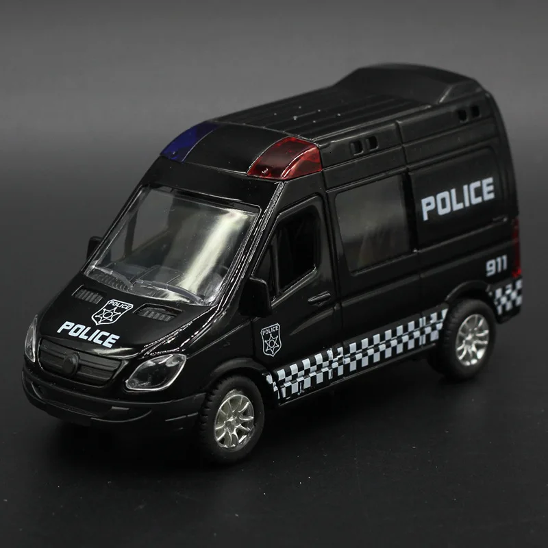 1/32 Diecast Alloy Car Metal Model Simulation Ambulance Police Vehicle Fire Truck Sound And Light Toy For Children Birthday Gift