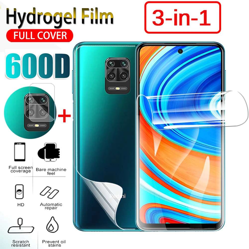 3-in-1 Hydrogel Film Screen Protector and Camera Lens Film For Xiaomi Redmi Note 9 10 pro max Note 11 pro 11s 10s 9s back film phone screen guard