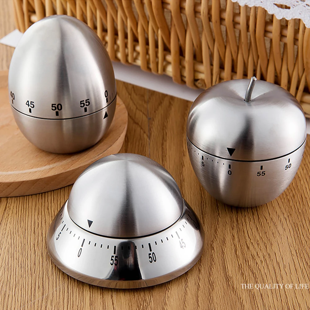 Kitchen timer stainless steel cooking eggs 60 minutes mechanical alarm clock baking cooking tools countdown time management-3