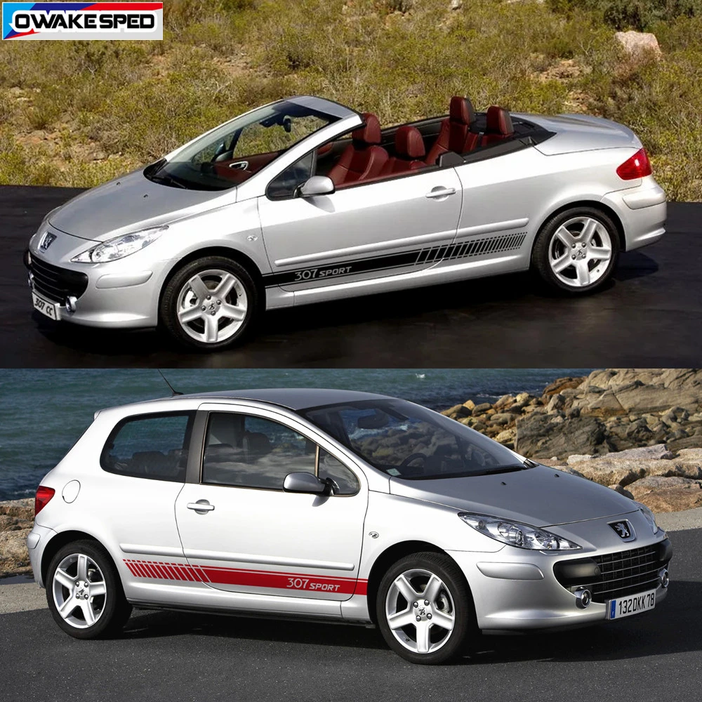 Гонки решетки полосы автомобиля дверь боковая юбка наклейка для PEUGEOT 307 CC SW
