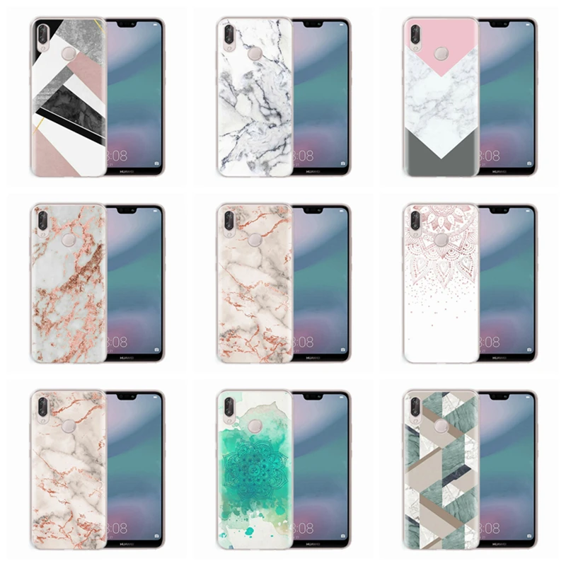 

Soft Case For Huawei Honor 7A 8A 8X 8C 9 10 Mate 20 P Smart P10 Lite Nova 3 TPU Marble Pattern Cover D179