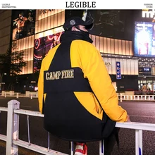 Разборчивый высококачественный хип-хоп Мужская зимняя куртка одежда свободные Harajuku мужские пальто с буквенным принтом Мужская ветровка