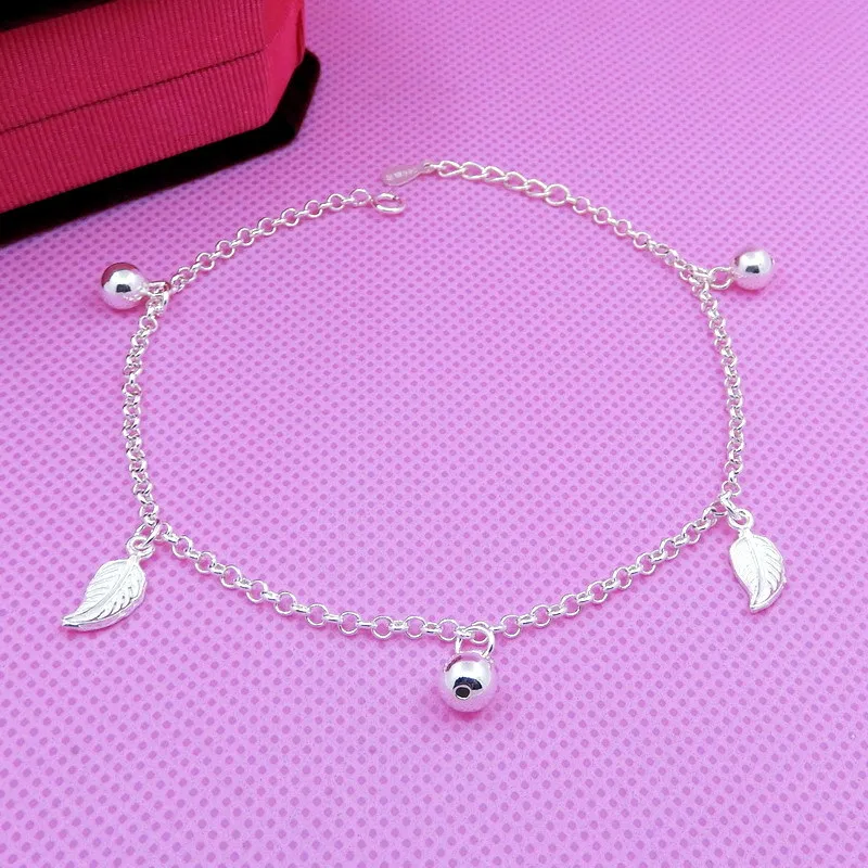 

990 Fine Silver Anklet Pure Silver Leaf Bell Anklet Casual Fashion Ol Summer Women's Anklet