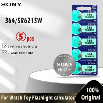

5PCS Original Sony 364 SR621SW V364 SR60 SR621 AG1 LR621 164 531 1.55V Button Batteries For Watch Toy Remote Cell Coin Battery