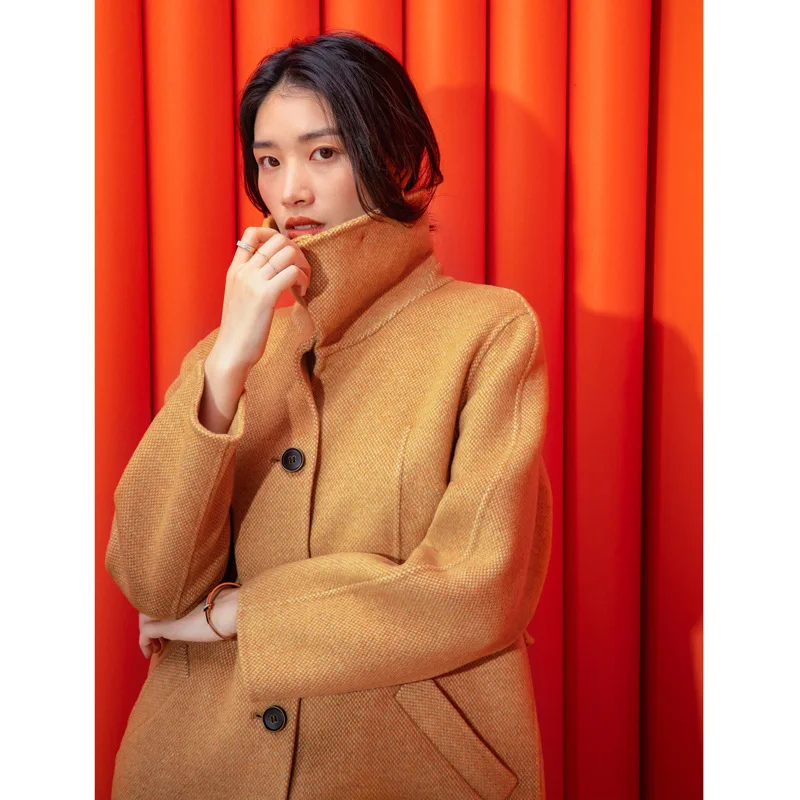 

Shuchan Woman Coats Winter 2019 Single Breasted Pockets Solid Long Turn-down Collar Wide-waisted Abrigos Mujer Elegante