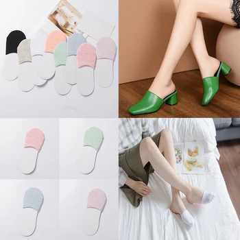 

1 Pai Summer Female Cotton Half Foot Toe Cover Socks Invisible Relief Breathable Half Palm Non-Slip Boat Sock High Heels Socks