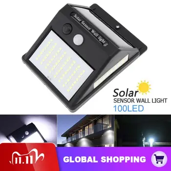 

Outdoor Waterproof 100 LED Solar Lamp PIR Motion Sensor + CDS Night Sensor Solar Wall Light for Outdoor Yard Garden Street Light
