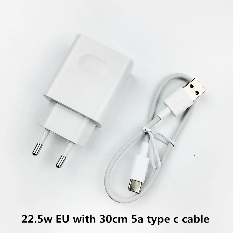 Адаптивное зарядное устройство huawei,, 22,5 Вт, ЕС, 5 В/4,5 А, быстрая зарядка, адаптер питания, 5А, usb type-c кабель для honor 10 mate 20 p10