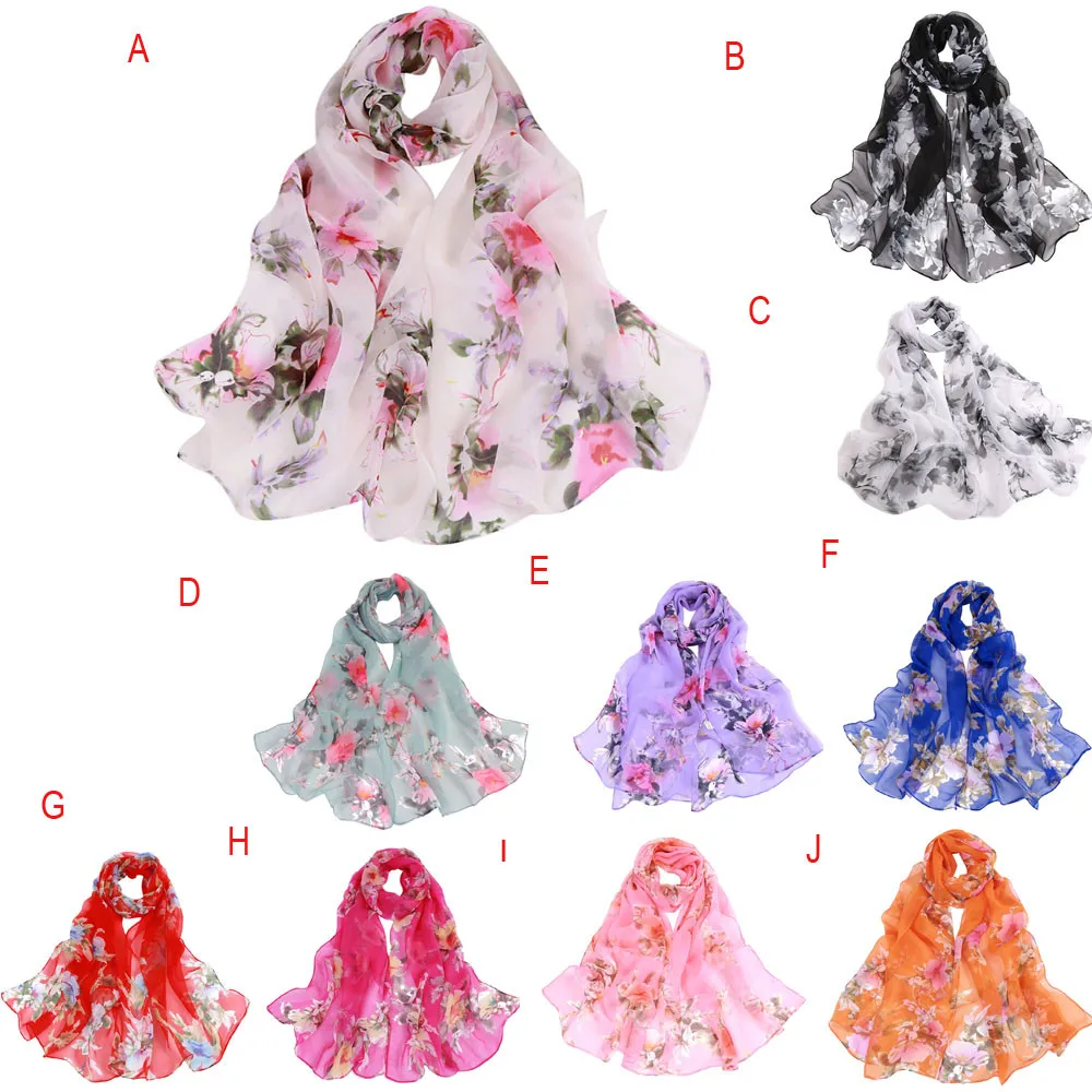 Модные шарфы для женщин персиковый цветок печати длинный мягкий шарф леди шаль шарфы шифон Слик Дамская шаль# YL5