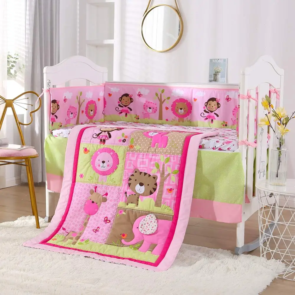 Animal,baby bedding set Baby Crib Bedding Set 100 Cotton 7 Piece