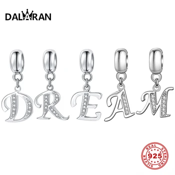 

DALARAN 925 Sterling Silver A-Z Letter Charms CZ Alphabet Dangle Beads Fit Original Bracelet Fashion Jewelry Making