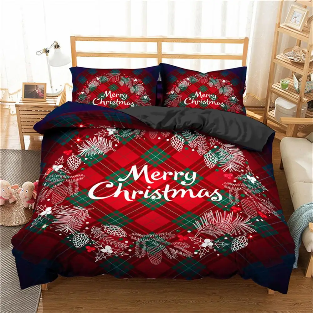 SXJ0589-4 ZEIMON 3d печать постельных принадлежностей Merry Christmas пододеяльник наволочка 3 шт. постельное белье геометрический плед домашний текстиль - Цвет: SXJ0589-4