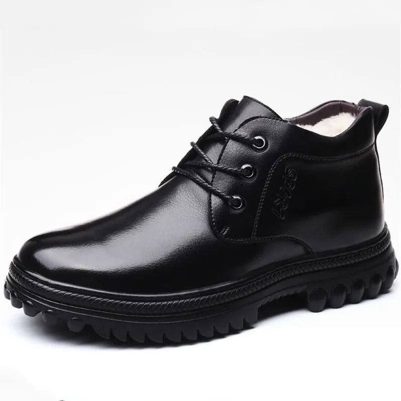 

Large Size Lace-up Cowhide Wool Boots Men Shoes Flat Wedges Non-slip Warm Snow Boots Fashion Casual Shoes Winter Boots Men Boots
