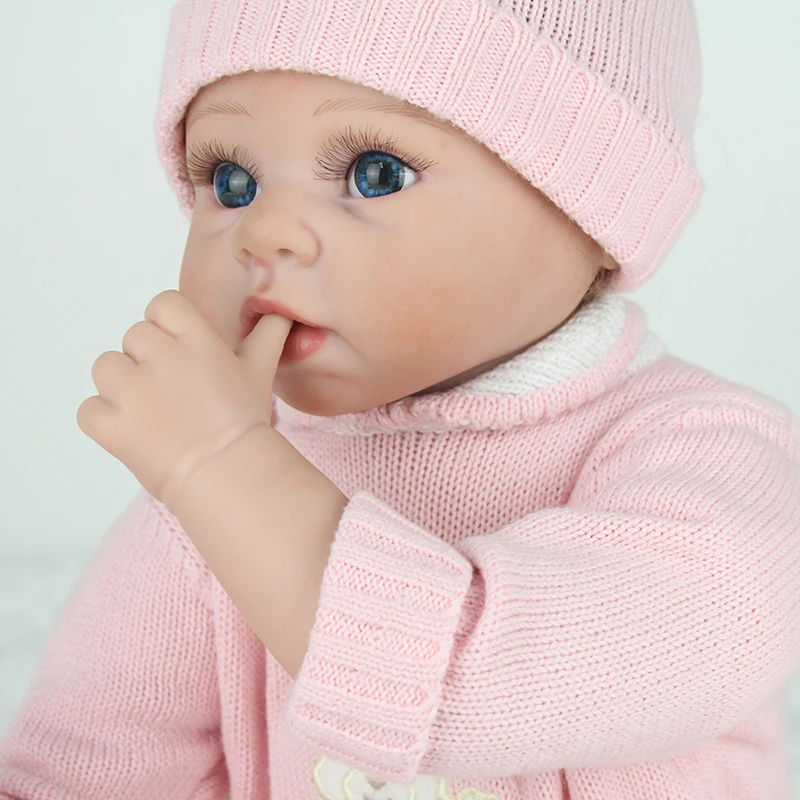 Bonecas de Presente para Crianças Npk de Silicone Bebê Reborn Bonecas Bonito Macio Menina Corpo 22 Polegada Bebes Realista Brinquedos Playmates 7 Macio Menina corpo 22 polegada bebes reborn