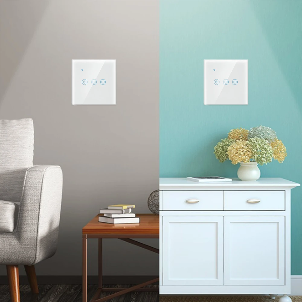 Smart Light Switch Mobile Phone Remote Control Intelligent Wireless Remote Control Voice Timer Switch EU Standard 1/2/3 Gang