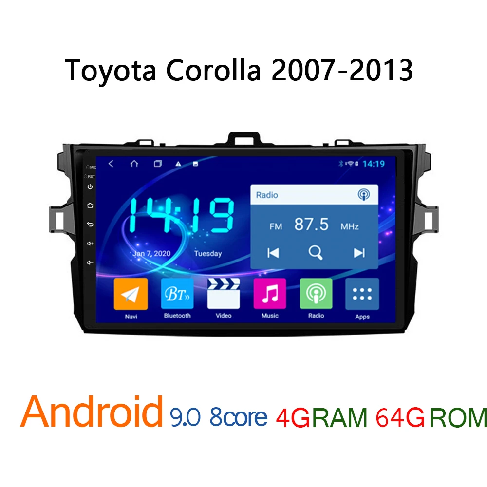 4G+64G car radio for Toyota Corolla 2007 2013 autoradio android DVD multimedia auto GPS navigator coche audio central player | Автомобили