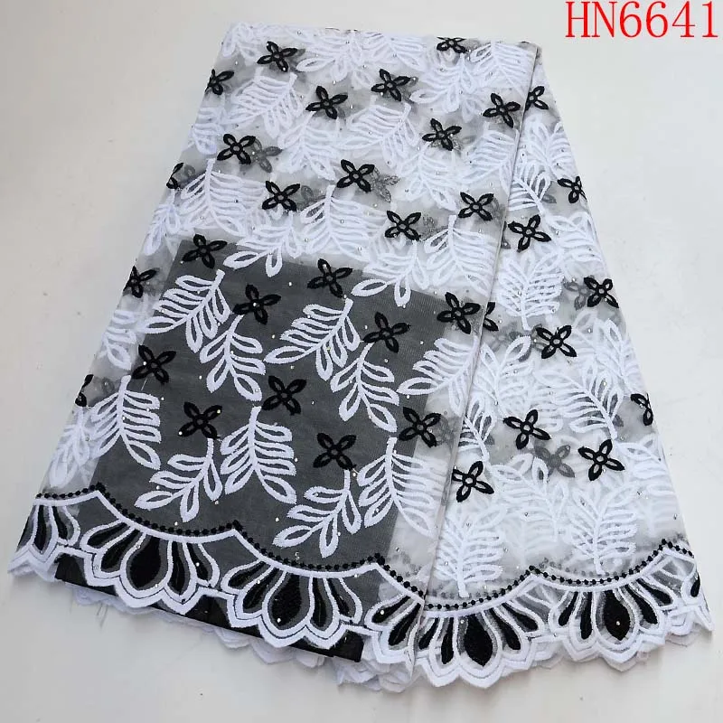 

Black/White Milk Silk Lace Fabric Bridal Materials African Tulle Mesh Lace Fabric Latest French Nigreian Lace Fabric With Stones