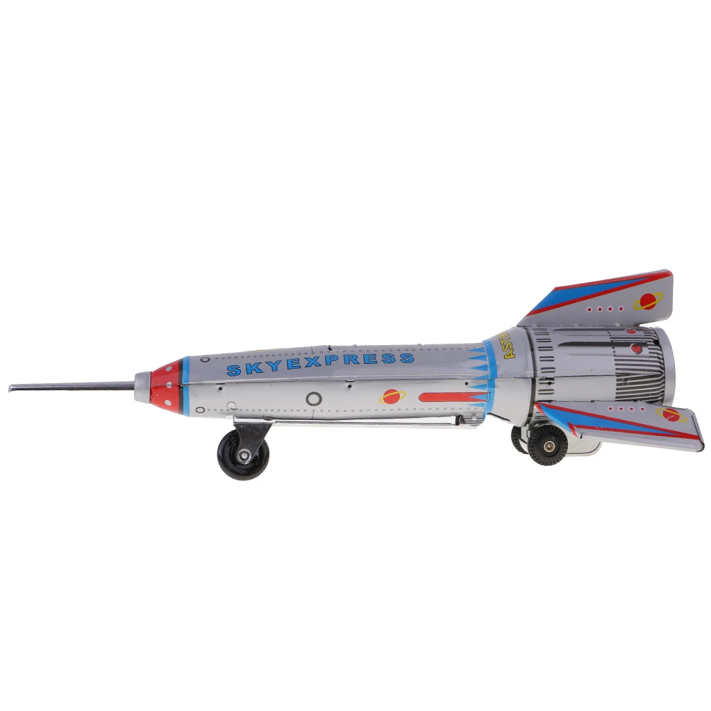 

Retro Rocket Spaceship Model Clockwork Wind Up Tin Toy Collectible Gifts