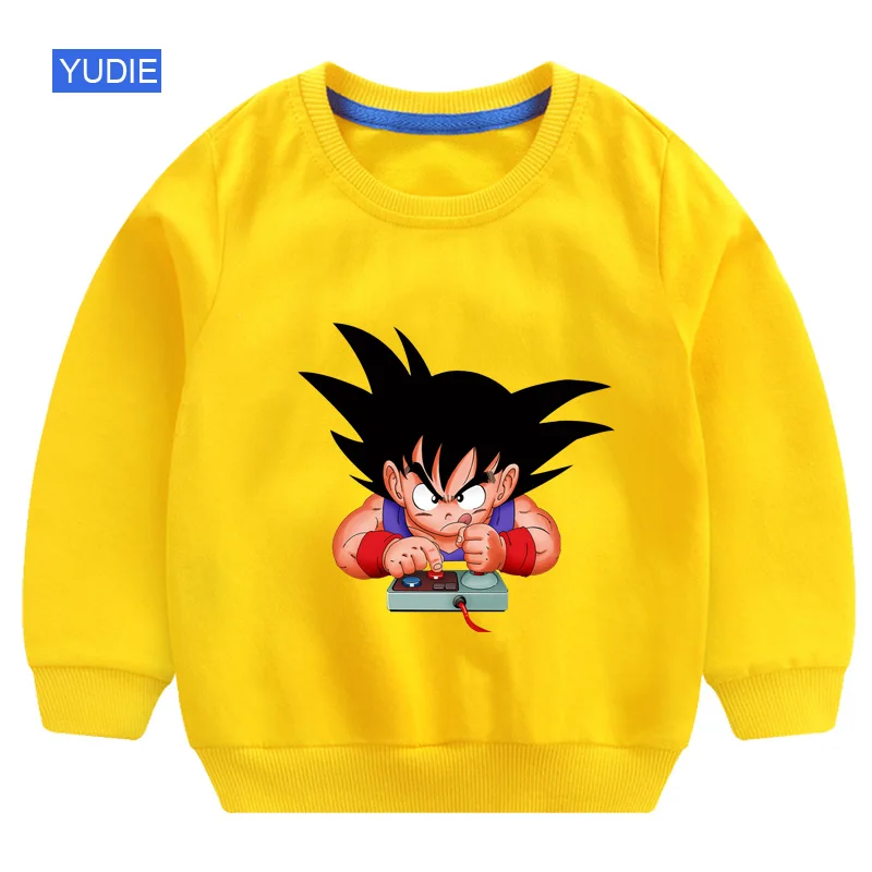 Толстовка для мальчиков; забавная футболка Goku; новые детские толстовки с капюшоном; Модный Детский свитер с длинными рукавами с героями мультфильмов; сезон зима-весна-осень