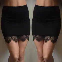 Новое поступление, женское сексуальное однотонное Кружевное облегающее в стиле пэтчворк, один шаг, короткая юбка для ночного клуба faldas mujer