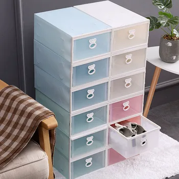 

2pcs Shoe Boxes High Capacity Drawer Shoe Box Storage Transparent Shoe Cabinet Dustproof Thickened Storage Container PP Boxes