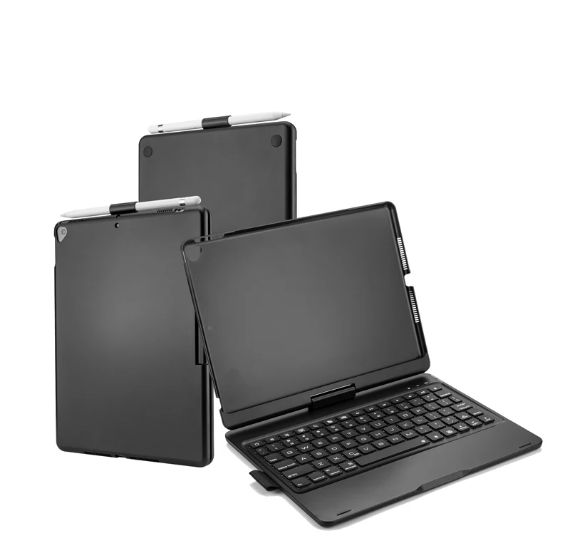 Беспроводной Bluetooth клавиатура чехол для iPad 10,2 дюйма, 360 вращение и 7-Цвет с подсветкой и на застежке, чехол, жесткий Беспроводной клавиатура