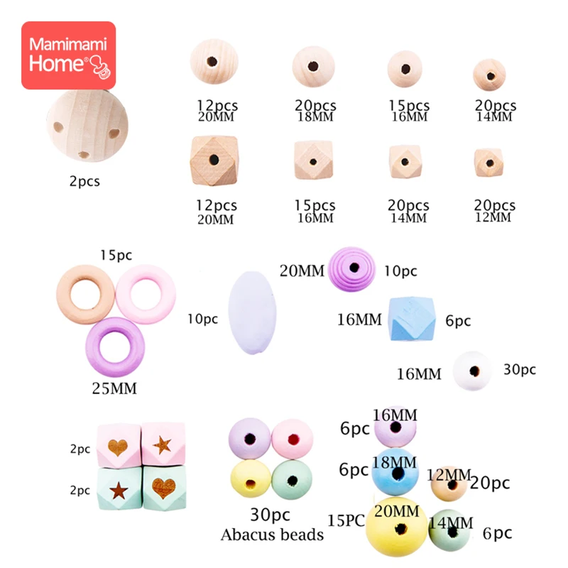 Günstig 1set Baby Beißring Holz Perlen Set DIY Krankenschwester Geburt Geschenk Schnuller Clip Kette Anhänger Hölzerne Leere Nagetier Silikon Perlen ringe Spielzeug