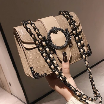 

Luxury Handbag Retro Fashion 2020 New Quality PU Leather Women's Designer Handbag Crocodile pattern Chain Shoulder Messenger Bag