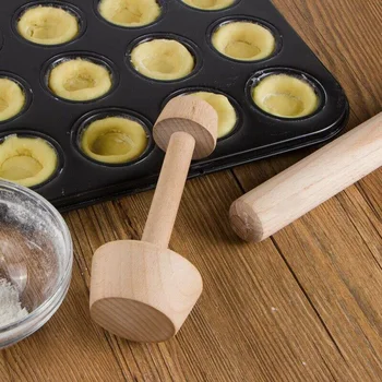 

Egg Tarts-Tamper Double Side Wooden Pastries Pusher DIY Baking Shaping Kitchen Tool HY99