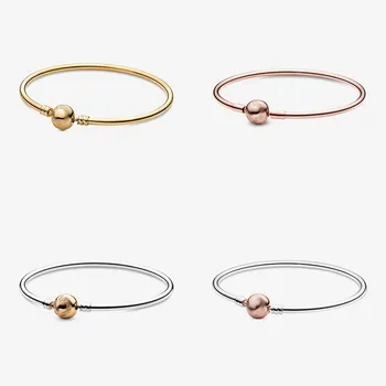 

Original 925 Sterling Silver Rose Gold Ball Clasp Clip Suitable Smooth Bracelet Bangle Fit Bead Charm Diy Pandora Jewelry
