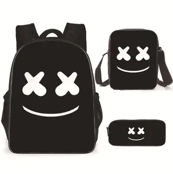 

Smile face Print School Backpack Set for Teenager Boys Girls Cool Children Kids Bagpack Student Book Bags