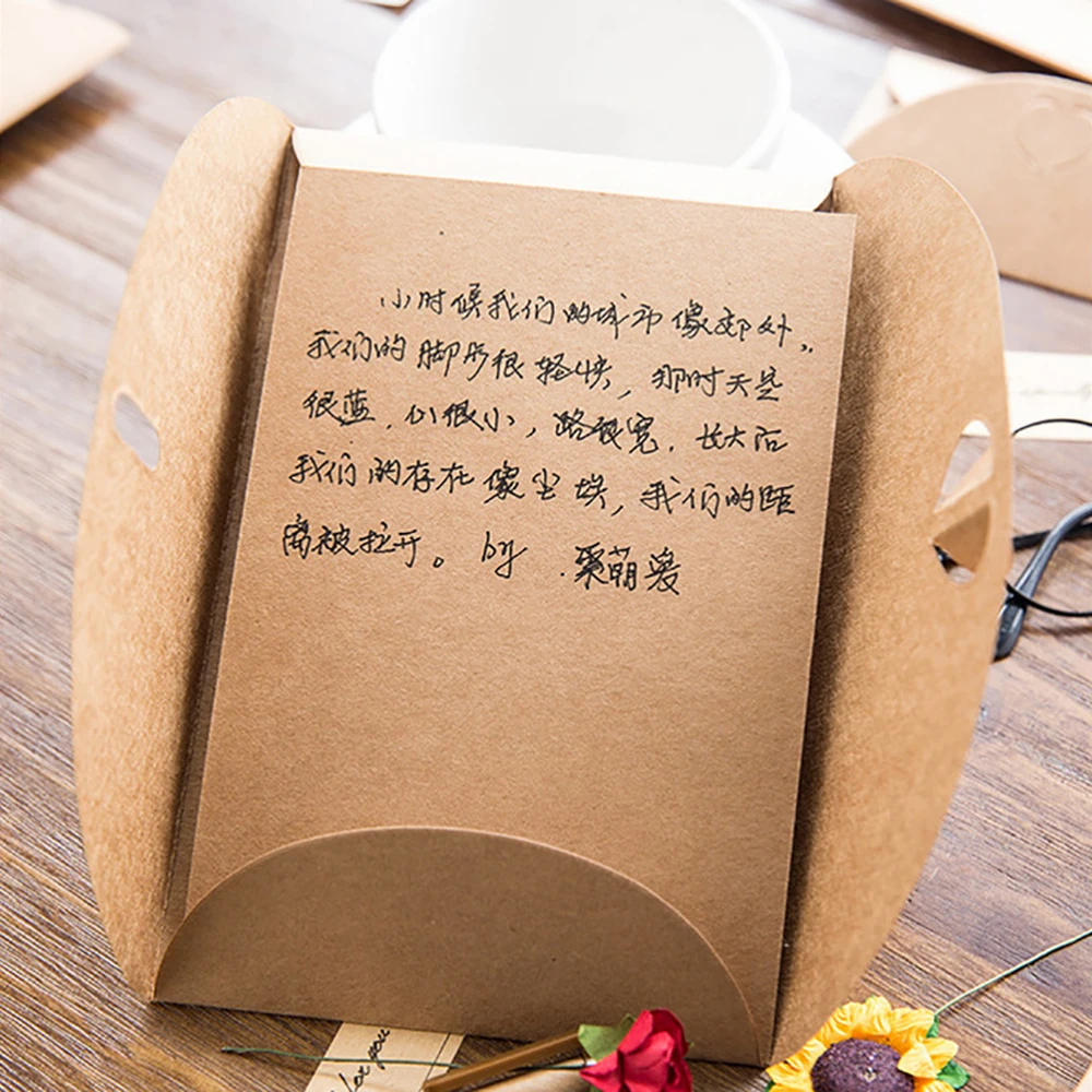  Lychee LIfe 3pcs Retro DIY Kraft Paper Invitation Greeting Card with Envelope Dry Flower Wedding Pa - 4000151948131